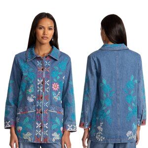 Johnny Was Petra Long Denim Worker Jacket Medium